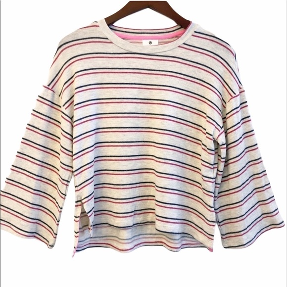 Anthropologie SUNDRY NEW Striped Wide Sleeve Hacci Soft Oversized Top - Picture 2 of 14